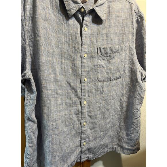 paradise collection men’s XL Linen Short Sleeve Button Up Shirt Blue Summer Cool - Picture 5 of 8